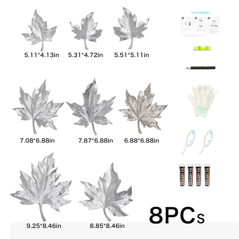 HILIUS Maple Leaf Wall Decor, 8 Pack Resin 3D Wall