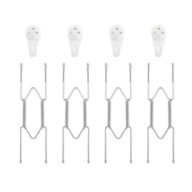 Bilillo 3 Pack Plate Hangers for The Wall, Suitable for 8-10 inch Art Plate, Stainless Steel Invisible Heavy Duty Wire Plate Holder with Wall Hooks, Plate Hangers for Displaying Plates, Silver