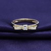 Round Shape White Natural Diamond Accent Ribbon Bow Ring In