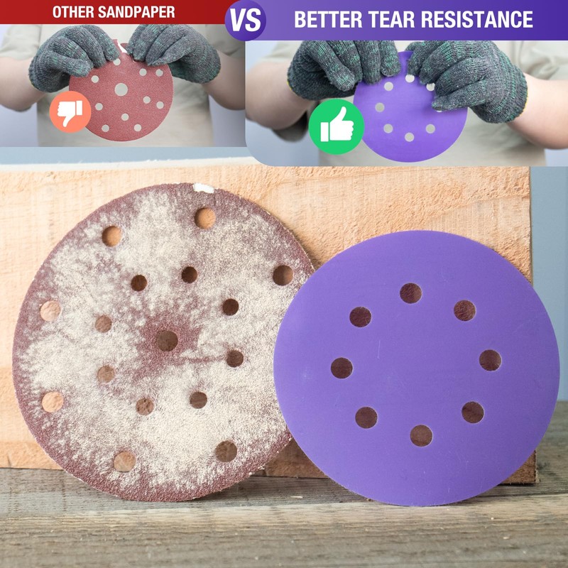 5 Inch 8 Hole Sanding Discs Purple Sanding Disc 120