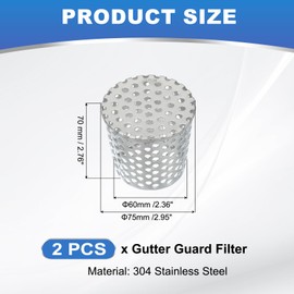 PATIKIL Leaf Catcher Grid Filter 3 - 2.4 inches, Pack of 2 PVC End Cap, Wire Mesh Roof Ventilation Cover, Stainless Steel Conical Exhaust Pipe Cover, Downpipe Protection Filter, Sieve for Downpipe