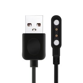 BaiWeiDun - Cargador de reloj inteligente con cable de carga de 2 pines, cargador magnético universal, espacio entre pines de contacto de 4 mm (negro)