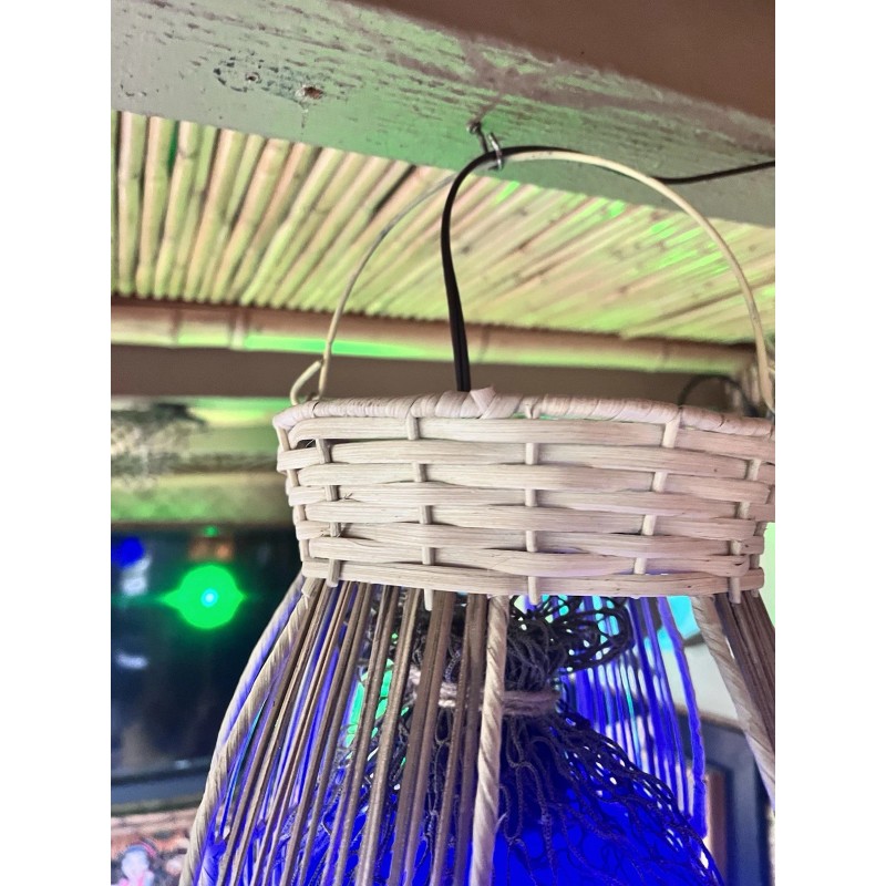 NEW Rattan Float Lamp W/ Netting W/blue Led Bulb Smokin