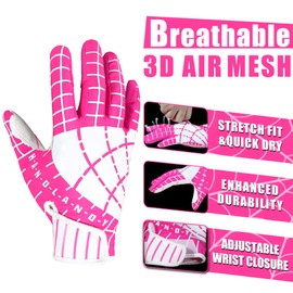 GIAMZONP Youth Football Gloves, Kids Football Receiver Gloves with Sticky Grip, Stretch Fit Football Gloves for Boys and Girls