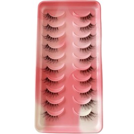Half False Eyelashes, 10 Pairs False Eyelashes, Russian Strip Lashes, D/DD Curl, Fluffy Mink Eyelashes, Natural Eye Lashes Pack, Reusable False Eyelashes