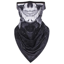 CycleZT Skull Scarf Mask With Ear Loops Neck Gaiter Mask for Men & Women Motorcycle Riding Fishing Cycling Sports (White skull)
