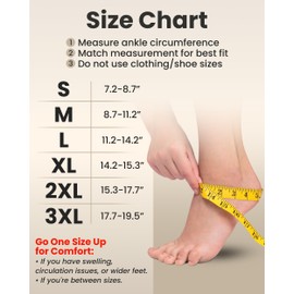 KEMFORD Ankle Compression Sleeve - Plantar Fasciitis Braces - Open Toe Compression Socks for Swelling, Sprain, Neuropathy, Foot Arch Support for Men and Women - 15-20mmhg, L, Beige