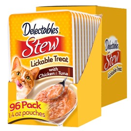 Hartz Delectables Stew Chicken & Tuna Lickable Cat Treat, 1.4 Ounce - 12 Count (Pack of 8)
