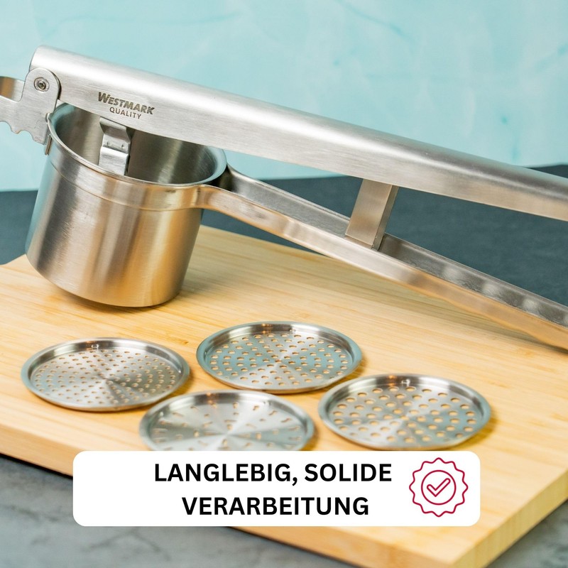 Westmark potato / spaetzle press, with 4 interchangeable perforated discs,