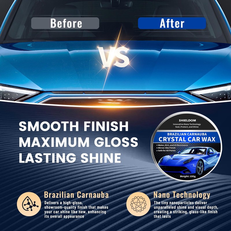 SHIELDOM Car Wax Polish Ceramic Coating Carnauba Wax Extra Gloss
