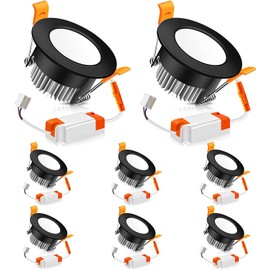 2 inch LED Recessed Lighting Dimmable Downlight, 3W(35W Equivalent), 3000K Warm White, Black LED Recessed Light with LED Driver (8 Pack)