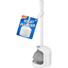Toilet Plunger with Holder, Plunger with Holder for Toilet, Plungers for Bathroom with Holder, Toilet Plunger Heavy Duty (1, White)
