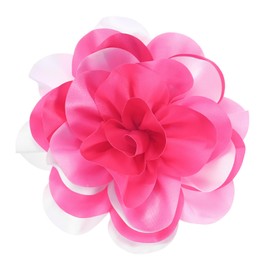 M METERXITY Extra Large Rose Flower Brooches, 7.87 Inch Lapel Pins Dainty Satin Fabric Big Camellia Oversized Brooch Pin for Women Wedding/Dance/Clothes/Accessories/Party [20cm, Pink/White]