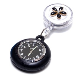 Goodland GD-HANANW-BK Nurse Watch, Clip Type, Reel Type, Flowers, Clip, Luminous Type