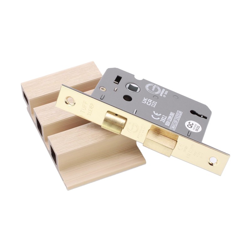 Infinity Decor CE Approved 2.5” Electro Brass 3 Lever Mortice