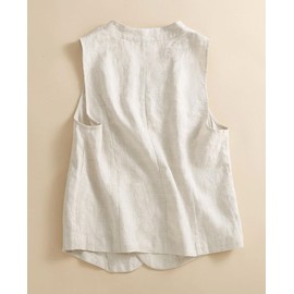 MINTLIMIT Women's Linen Vest Casual Button Down Sleeveless V Neck Lightweight Business Jacket Waistcoat Vest with Pocket