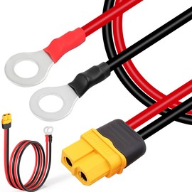 DAOKAI XT60 to O Ring Terminal Cable,XT60H Female to M8 O Ring Eyelet Terminal Plug Connector Cable 12AWG 1m/3.3ft,RC ESC Charger Side Power for RC Lipo Battery FPV Racing Drone-2pcs
