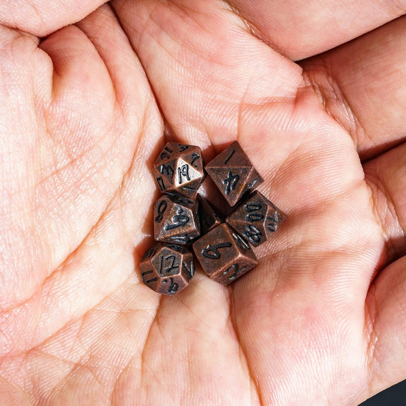 Cusdie Mini Dice Set Tiny Metal DND Dice Set with