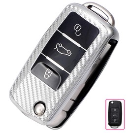 QKSD for vw Key fob Cover,Volkswagen Key fob Cover vw Jetta Beetle Bora Eosvw Rabbit up Caravelle Multivan Santana Skoda Accessories Premium Soft TPU Anti-dust Full Protection 3 Buttons