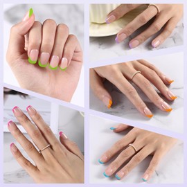 Dsixnails Brighter French Tip Press on Nails, 150pcs Square Extra Short Gel Nail Tips 15Sizes, Pre-lasting No Need to File Soft Acrylic Fake Nail Tips, False Nail Tips Extension for Women Nails