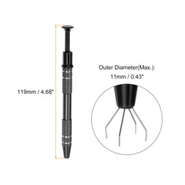 HARFINGTON 4-Claw Pick Up Tool Piercing Ball Grabber Stainless Steel Jeweler's Pick Up Tool 4 Prongs Grabber for IC Chip Electronic Components Parts Nails Clamping, Black