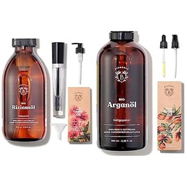Bionoble Rizinus√∂l Bio 200ml - 100% Rein, Nat√ºrlich und Kaltgepresst - Wimpern & Argan√∂l Bio 100ml - 100% Rein, Nat√ºrlich und Kaltgepresst - Gesicht