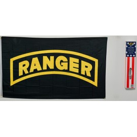 3x5 U.S Army Ranger US & USA Flag Super Polyester Nylon Flag With POLES 3'x5' House Banner 90cm x 150cm Grommets Double Stitched Premium Quality Indoor Outdoor Pole Pennant (New)