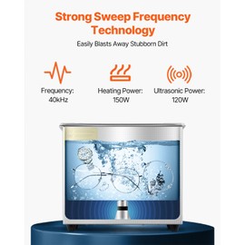 VEVOR 3L Ultrasonic Cleaner with Heated Function, Digital Timer & Stainless Steel Tank, Ultrasonic Cleaning Machine for Jewelry, Glasses, Watches, Circuit Boards, Small Parts