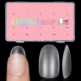 AILLSA Short Oval Nail Tips 450PCS Matte Full cover Nails Tips Soft Gel Clear No Need Filed Press on False Nail Tips Pre-Shaped for Nail Extension Fake Nail Tips Manicure 15 Sizes