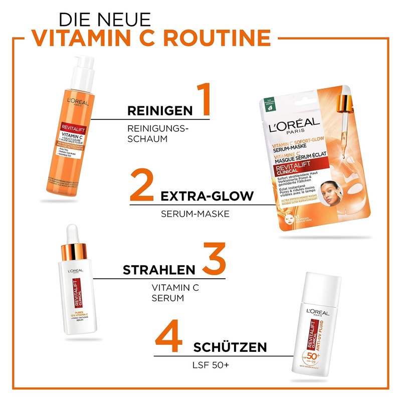 L'Oréal Paris Vitamin C Cleansing Foam, for Cleansed and Fresh