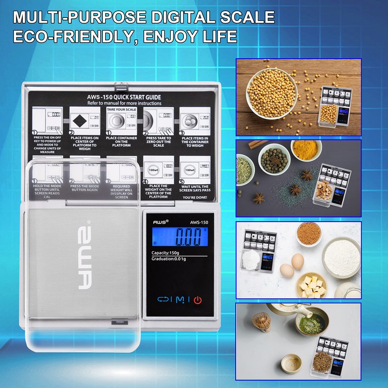 AWS Series 150gram Silver Digital Pocket Scale 150G X 0.01G