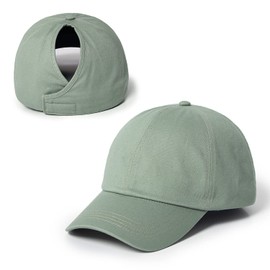 Ponyflo - Gorra de cola de caballo con forro satinado, diseñada para mujeres con cabello rizado, sombreros de cola de caballo para mujeres, gorra de béisbol de pelo rizado, Salvia, Talla única