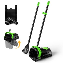 PETNOZ LIFE Large Swivel Bin & Rake Pooper Scooper with 40 Waste Bags, 36" Long Handle & 4 Bag Hooks Adjustable Dog Pooper Scooper for Large Dogs and Pets, Portable Non-Breakable Dog Poop Scooper