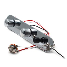 SAPHUE Guitar Control Plate Loaded Chrome/Nickel with 3 Way Switch 500K Tone and Volume Knob Prewired Screws Output Jack for Fender Tele/Telecaster Gibson Sg Electric Guitar Parts Replacement（Black）