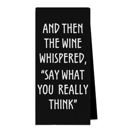 Geqtt Wine Lovers Dish Towel - Funny Wine Gifts Decorative Waffle Weave Kitchen Towels, Wine Lover Gifts for Women Tea Hand Towel, 16×24 Inches (Black)