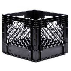 JEZERO Milk Crate for Household Storage: The Ultimate Storage Tote for Groceries, Garages, Kayaking & Outdoor, Stackable Storage | Black, Square, Single, 13" x 13" x 11”