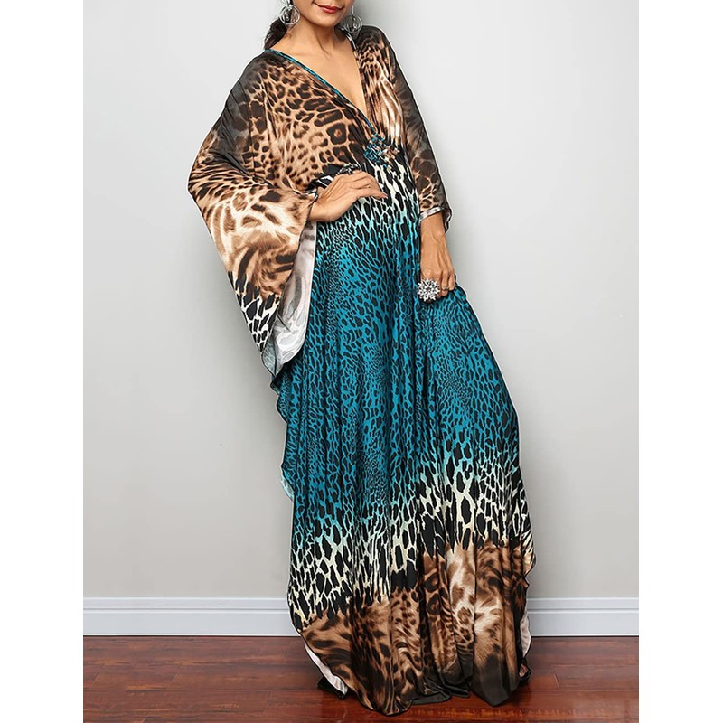 Bsubseach Women's Ethnic Print Kaftan Beach Dress Plus Size Beach