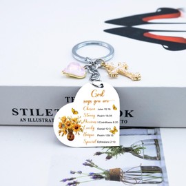 Sunflower Gifts For Women Religious Gifts For Women Christian Gift For Girls Birthday Gift For Female Godly Item Inspirational Bible Verse Keychain Inspirational Gifts For Women Heart Keychain
