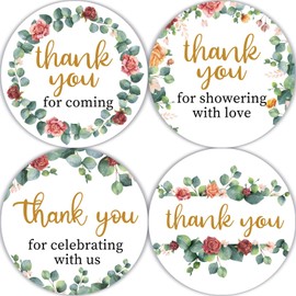 Cgvovgr 80 Pcs Floral Bliss Thank You Stickers - Exquisite Bridal Shower Design - Rose Petal Wedding Favor Labels for Gift Wrap
