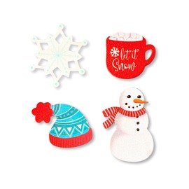 Roeda Brighten Your Life 27049m Let it Snow Assorted Magnet Set of 4 - Winter Hat, Snowflake, Mug with Let it Snow Phrase, Snowman
