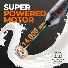 EZBASICS Milk Frother Wand, Handheld Milk Frother Drink Mixer, Electric Whisk Foam Maker for Coffee, Hot Chocolate, Matcha, Cappuccino, Lattes, Stainless Steel Whisk Coffee Enthusiasts Gift Black