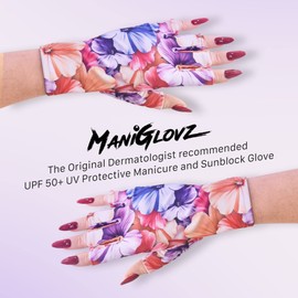 ManiGlovz - Original UPF 50+ UV Protective Nail Gloves | Gel Manicure Gloves & Anti-UV Fingerless for Women | Sun Protection for Driving | Making Waves Print