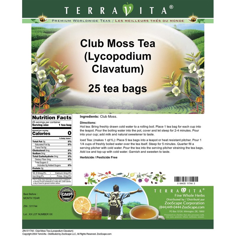Club Moss Tea (Lycopodium Clavatum) (25 tea bags, ZIN: 511744)