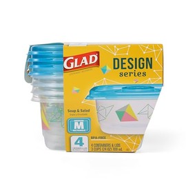 Glad GladWare Design Series - Contenedores de almacenamiento de alimentos - Rectángulo mediano - Contenedor de comida con capacidad para hasta 24 onza