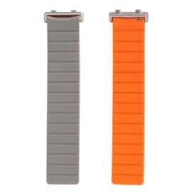 Silicone Magnetic Watch Bands Strap Wristband Replacement for OPPO Watch 2 (46mm) Gray Orange