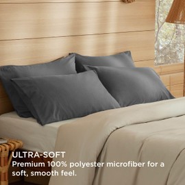 Bedsure Pillow Cases Standard Size Set of 4 - Dark Grey Pillowcase 4 Pack,Super Soft and Cozy Prewashed Pillowcases,Hotel Quality,Pillow Covers with Envelop Closure,20x26 Inches