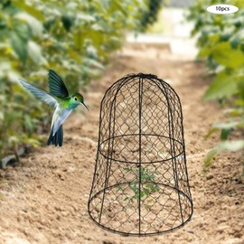 YIYIBYUS Garden Chicken Wire Cloche, 12.99" Diameter x 15.75" Height Plant Protective Covers Metal Cage Plant Protector Cover for Gardens, Parks, Yards, Balconies, Farms (10pcs, Black)