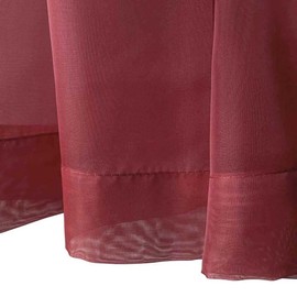 Set of 2 Luxton Dark Red Sheer Curtains, Rod Pocket Voile Curtain Panels 140x213cm (Dark Red Colour)