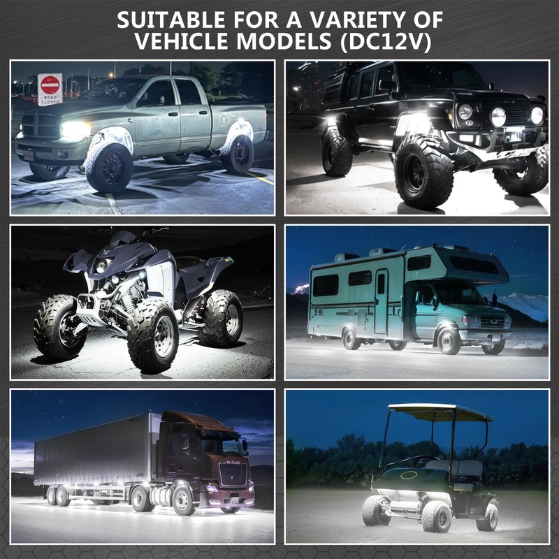 20 Pods Alloy Pure White LED Rock Light for Trucks