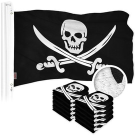 G128 10 Pack: Pirate Jolly Roger Swords Flag | 16x24 In | ToughWeave Series Embroidered 300D Polyester | Novelty Flag, Embroidered Design, Indoor/Outdoor, Brass Grommets